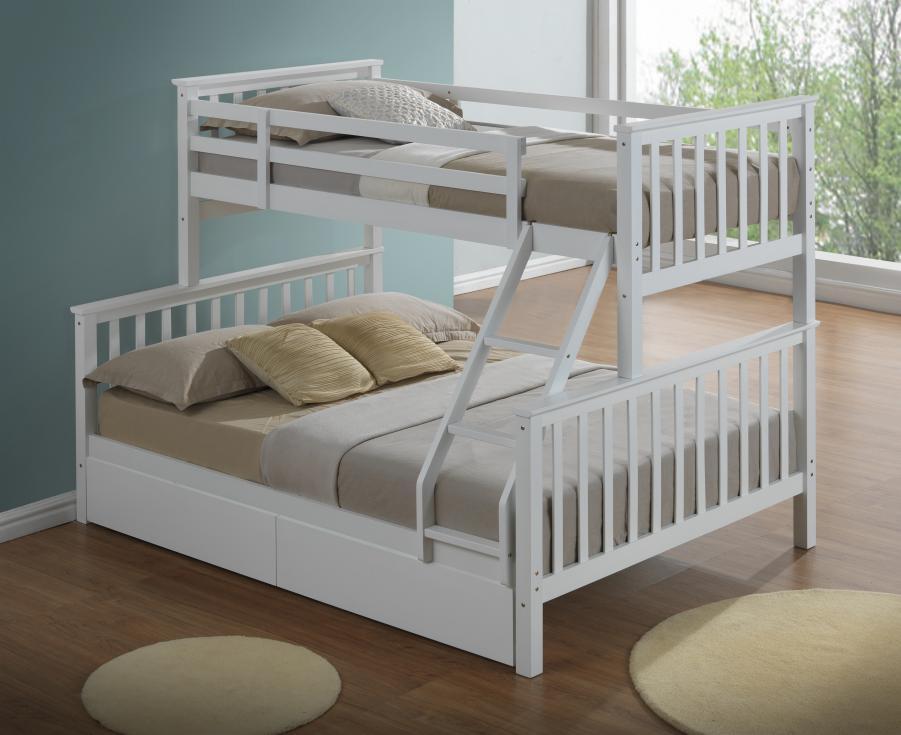 Artisan Juneau White Finish Three Sleeper Bunk Bed