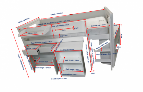 Artisan White Metro Midsleeper Cabin Bed