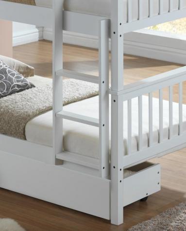 Artisan Alaska White Finish Bunk Bed with Two Underbed Drawers