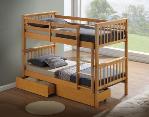 Artisan Alaska Beech Finish Bunk Bed with Two Underbed Drawers